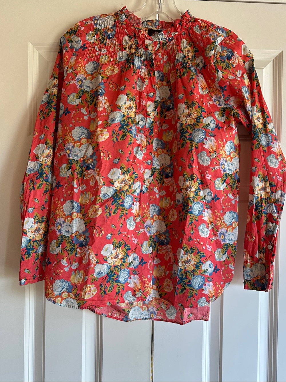 J. Crew Ruffle classic popover shirt in Liberty® coral floral